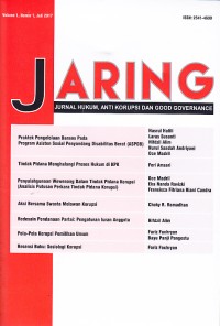 Image of JARING : Jurnal Hukum, Anti Korupsi, dan Good Governance Vol 1 No 1 2017