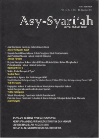Image of Jurnal Hukum Islam : Asy-Syari'ah Vol. 16 No 3 Desember 2014