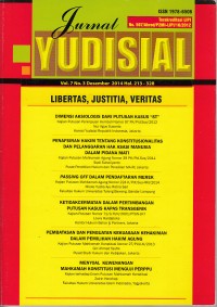Image of Jurnal Yudisial : libertas, justitia, veritas Vol. 7 No. 3 Desember 2014 (Hal. 213 - 328)