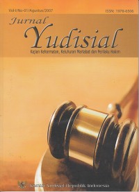 Image of Jurnal yudisial: kajian kehormatan, keluhuran, dan perilaku hakim Agustus 2007