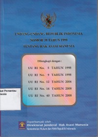 Image of Undang-Undang Republik Indonesia Nomor 39 Tahun 1999 tentang Hak Asasi Manusia