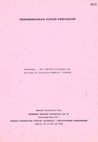 Image of Pengembangan Hukum Kebiasaan