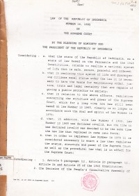 Image of Law of the Republic of Indonesia number 14, 1985 on the supreme court