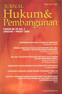 Image of Jurnal Hukum dan Pembangunan Tahun Ke 35 No. 1 Januari - Maret 2005