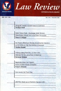 Image of Law Review : Fakultas Hukum Universitas Pelita Harapan Volume 1, No. 2 - November 2001