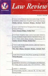 Image of Law Review : Fakultas Hukum Universitas Pelita Harapan Volume 3, No. 3 - Maret 2004