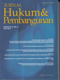 Image of Jurnal Hukum & Pembangunan Tahun ke-41 No. 3 Juli 2011