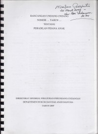 Image of Rancangan undang-undang nomor ... tahun ... tentang peradilan pidana anak
