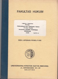 Image of Laporan penelitian:  penguasaan dan transaksi tanah di desa rajeg kecamatan godong purwodadi grobongan 1985