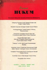 Image of Arena Hukum: Majalah Fakultas Hukum Universitas Brawijaya No. 1 Tahun I Maret 1997