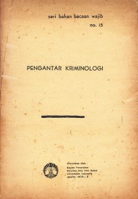 Image of Pengantar Kriminologi