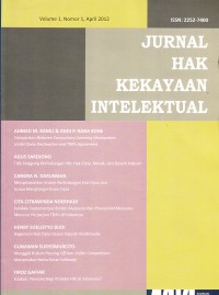 Image of Jurnal Hak Kekayaan Intelektual Volume 1, Nomor 1, April 2012