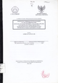 Image of Laporan hasil penelitian putusan hakim : penelitian terhadap putusan hakim no. 54/G.TUN/2005/PTUN JKT tentang gugatan sengketa tata usaha negara atas ketetapan surat ketetapan pajak kurang bayar penghasilan dan penghasilan badan (sengketa pajak)