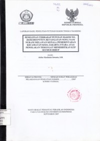 Image of Laporan Hasil Penelitian Putusan Hakim Tingkat Banding : Penelitian Terhadap Putusan Hakim No. 203/B/2003/PTTUN JKT Gugatan Nona Nani Nurani Melawan Kepala Pemerintahan Kecamatan Koja Jakarta Utara atas Penolakan Tergugat Menerbitkan KTP Seumur Hidup